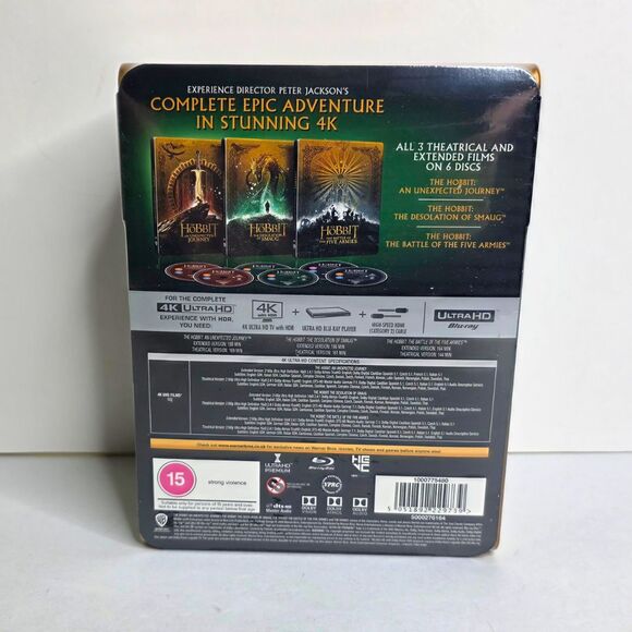 The Hobbit Trilogy Extended 4K UHD Blu-Ray Steelbook Collection - NEW SEALED - Picture 5 of 11